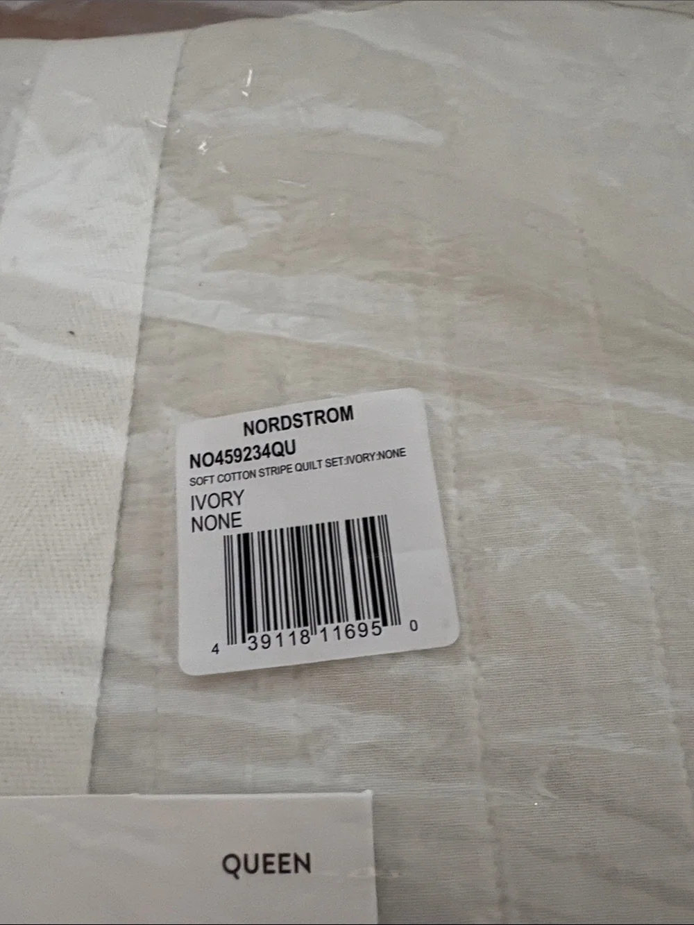 Nordstrom Soft Stripe Cotton Quilt Set - Cream and White